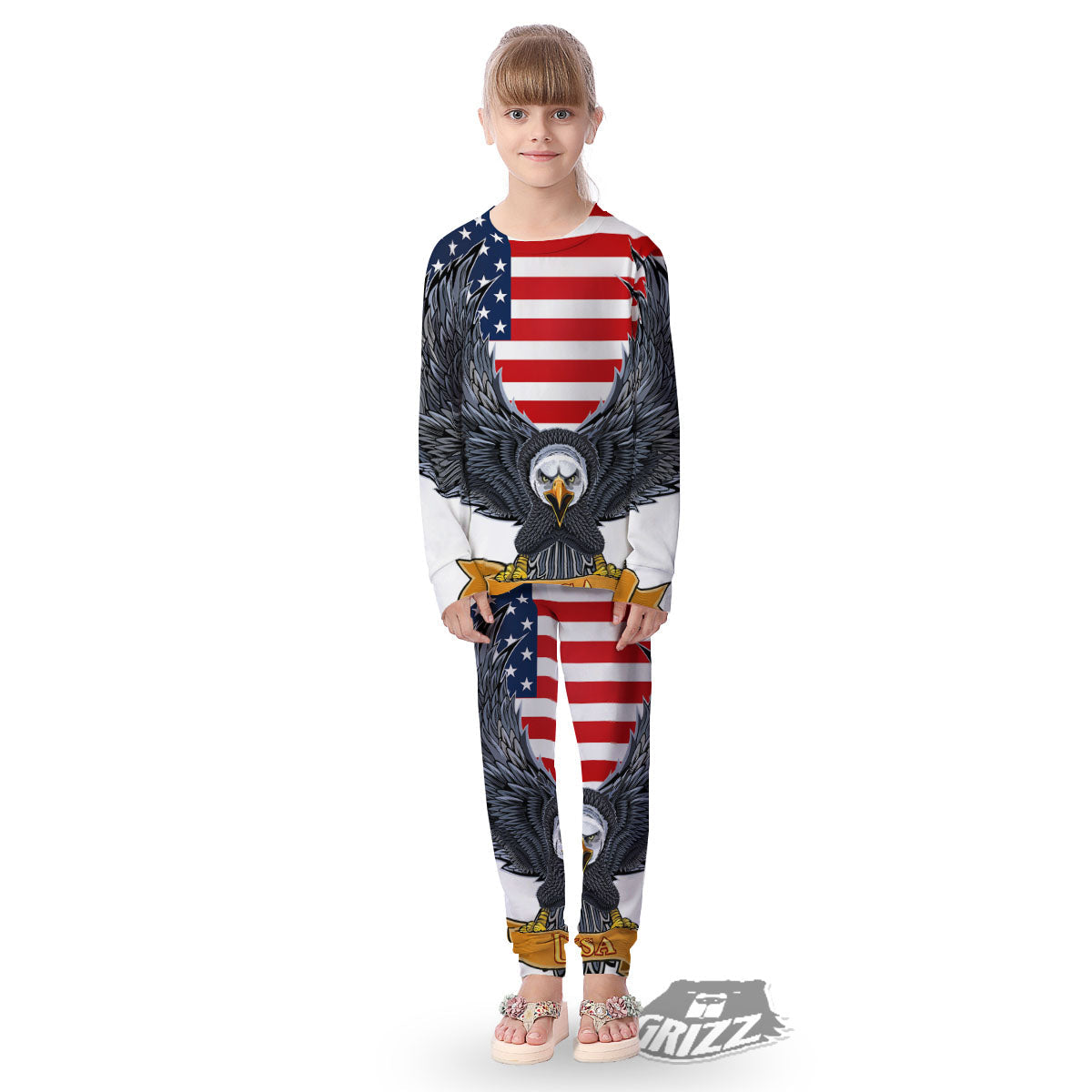 Eagle Patriotic American Print Kid's Pajamas-grizzshop