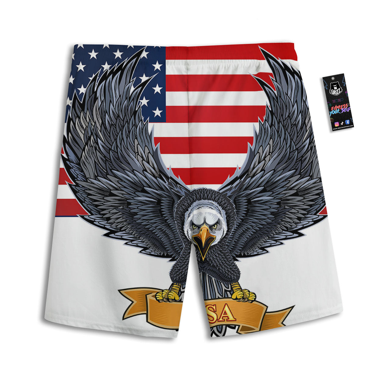 Eagle Patriotic American Print Men's Athletic Shorts
