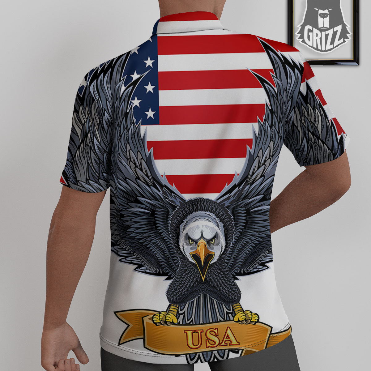Eagle Patriotic American Print Untucked Shirts-grizzshop