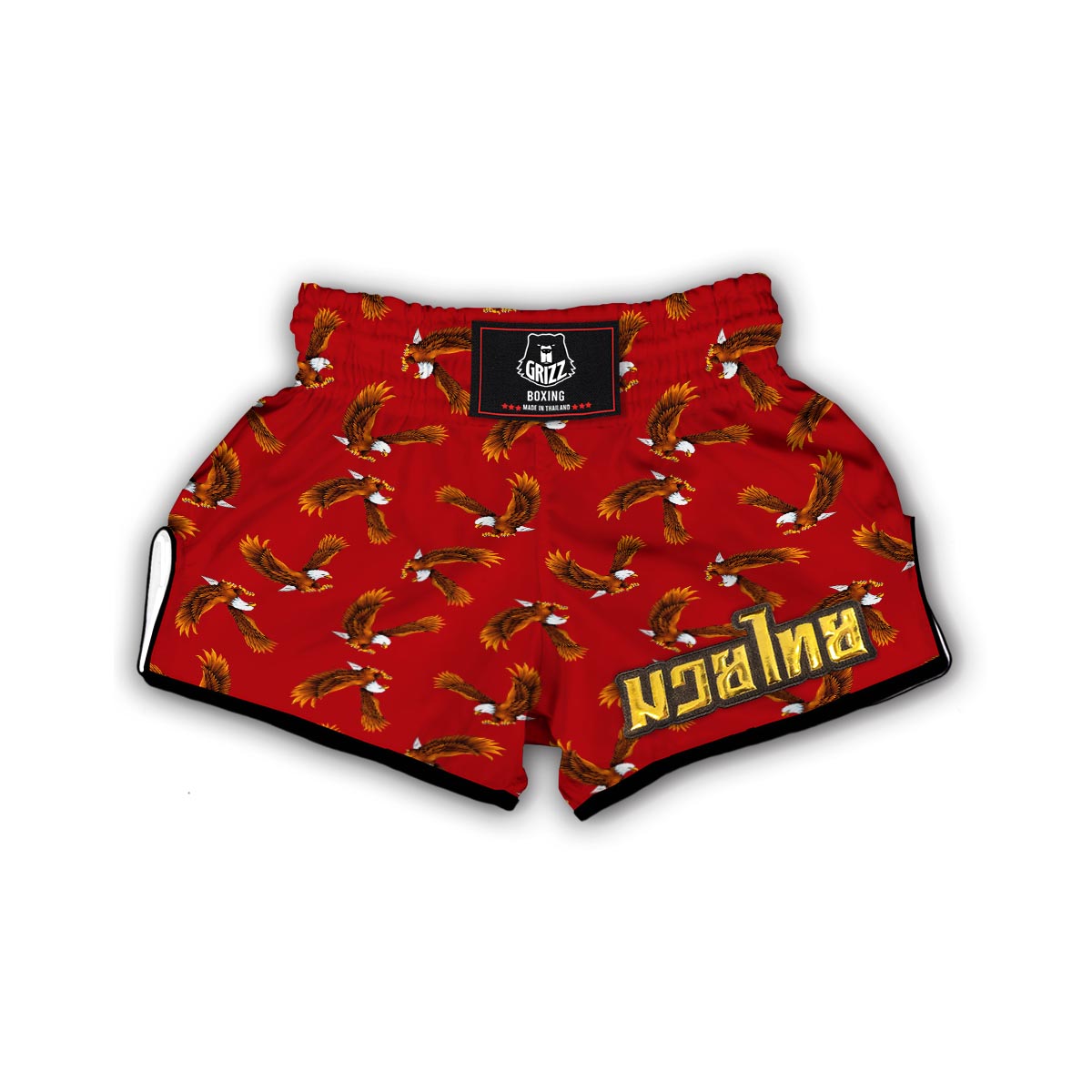 Eagle Red Pattern Print Muay Thai Boxing Shorts-grizzshop