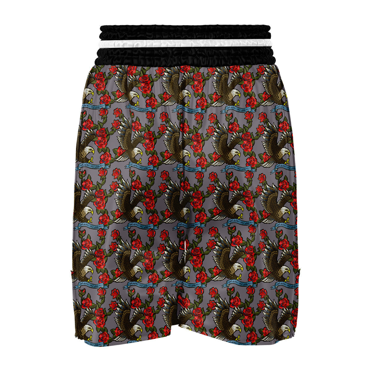 Eagle Rose Pattern Print Boxing Shorts-grizzshop