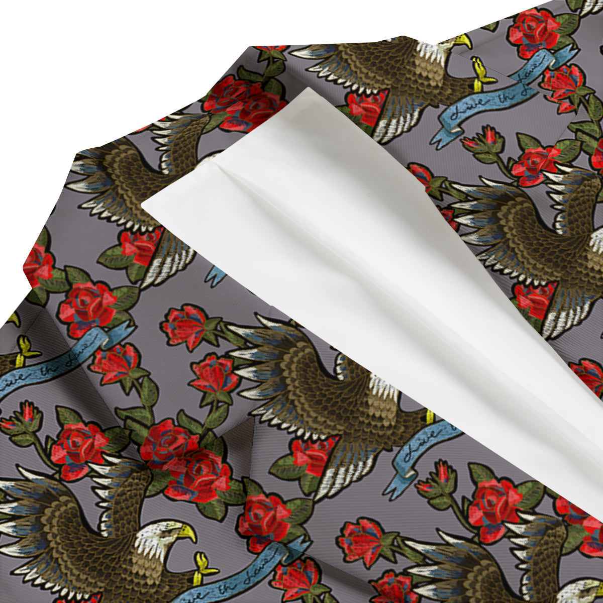 Eagle Rose Pattern Print Men's Blazer-grizzshop