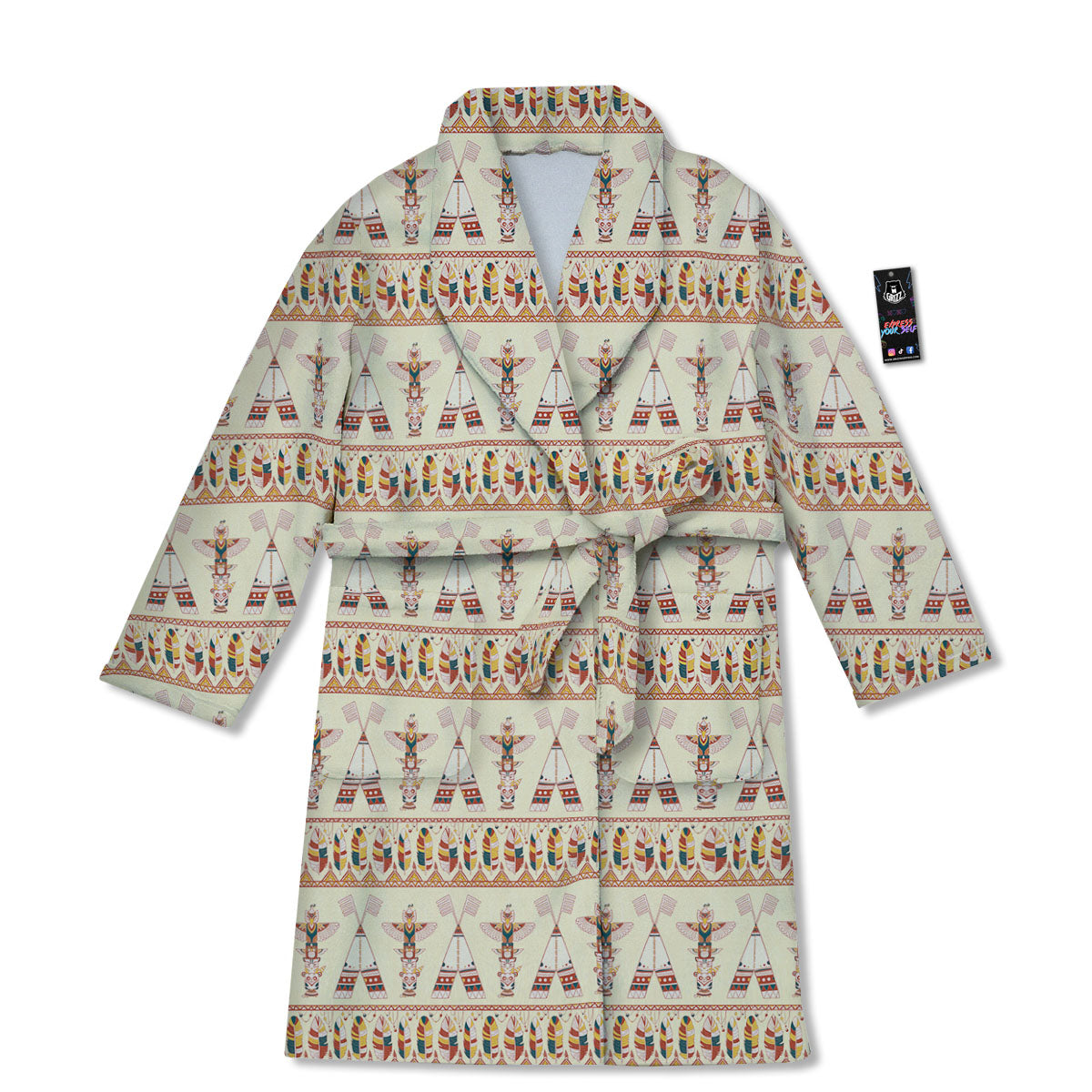 Eagle Totem Native American Print Bathrobe-grizzshop