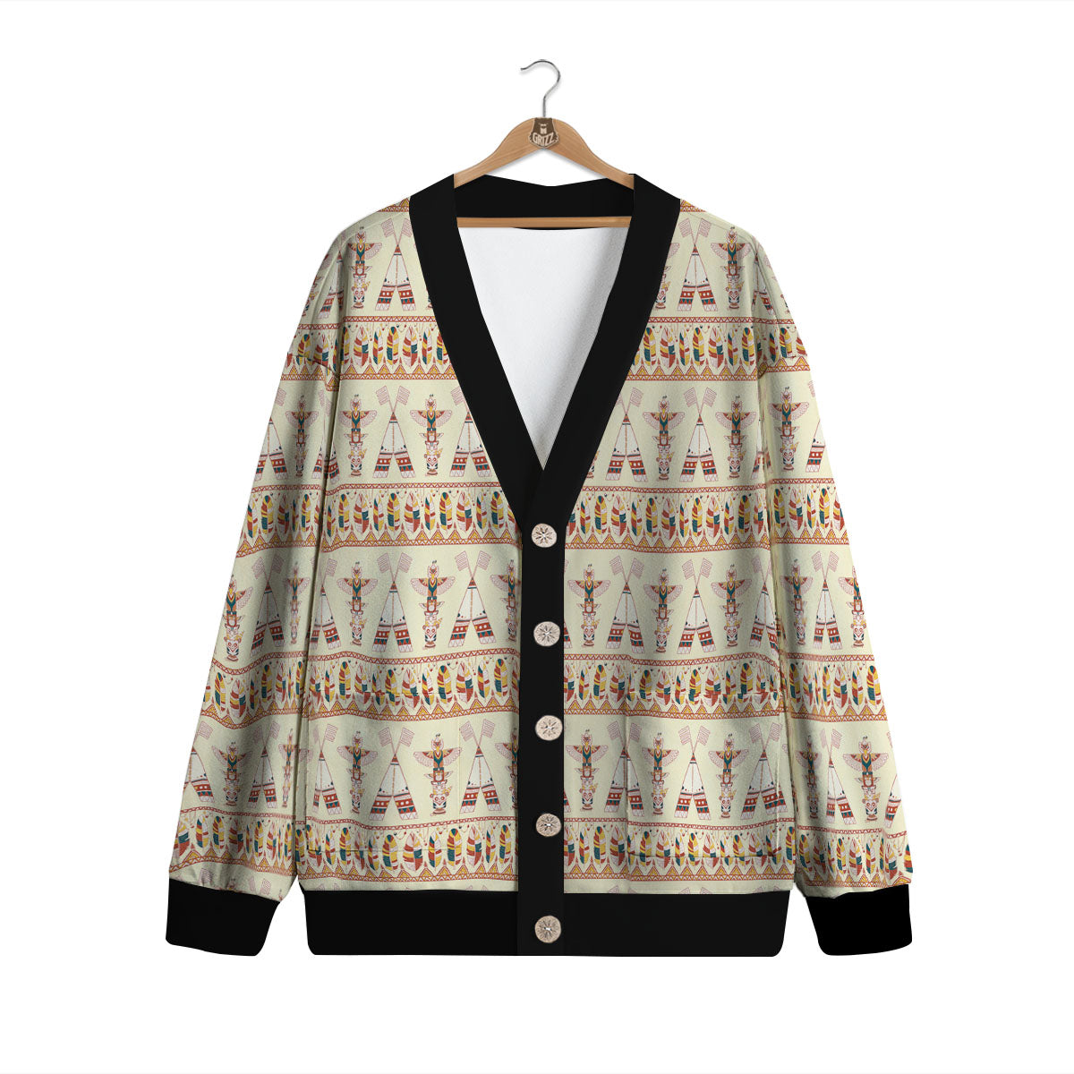 Eagle Totem Native American Print Cardigan-grizzshop