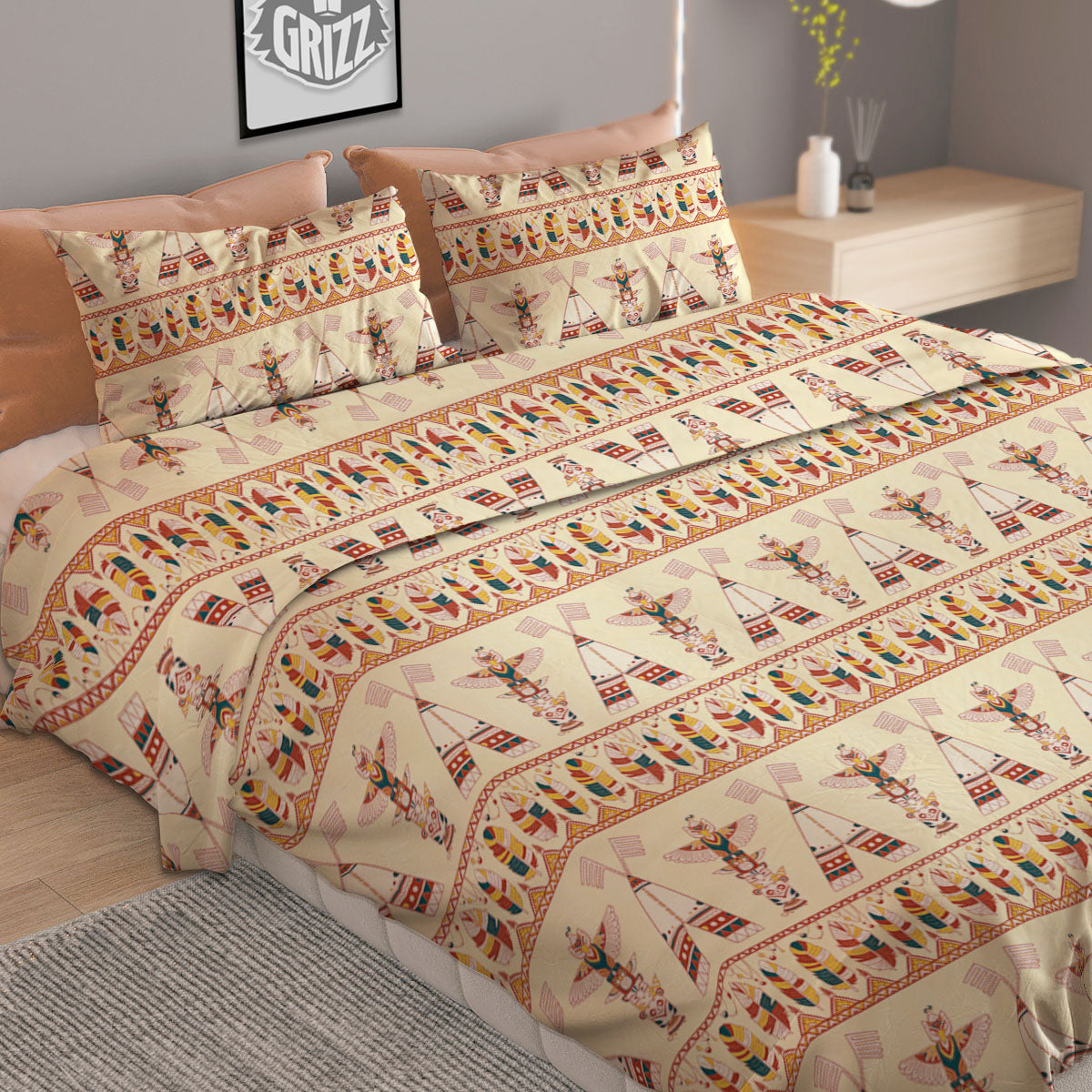 Eagle Totem Native American Print Duvet Cover Bedding Set