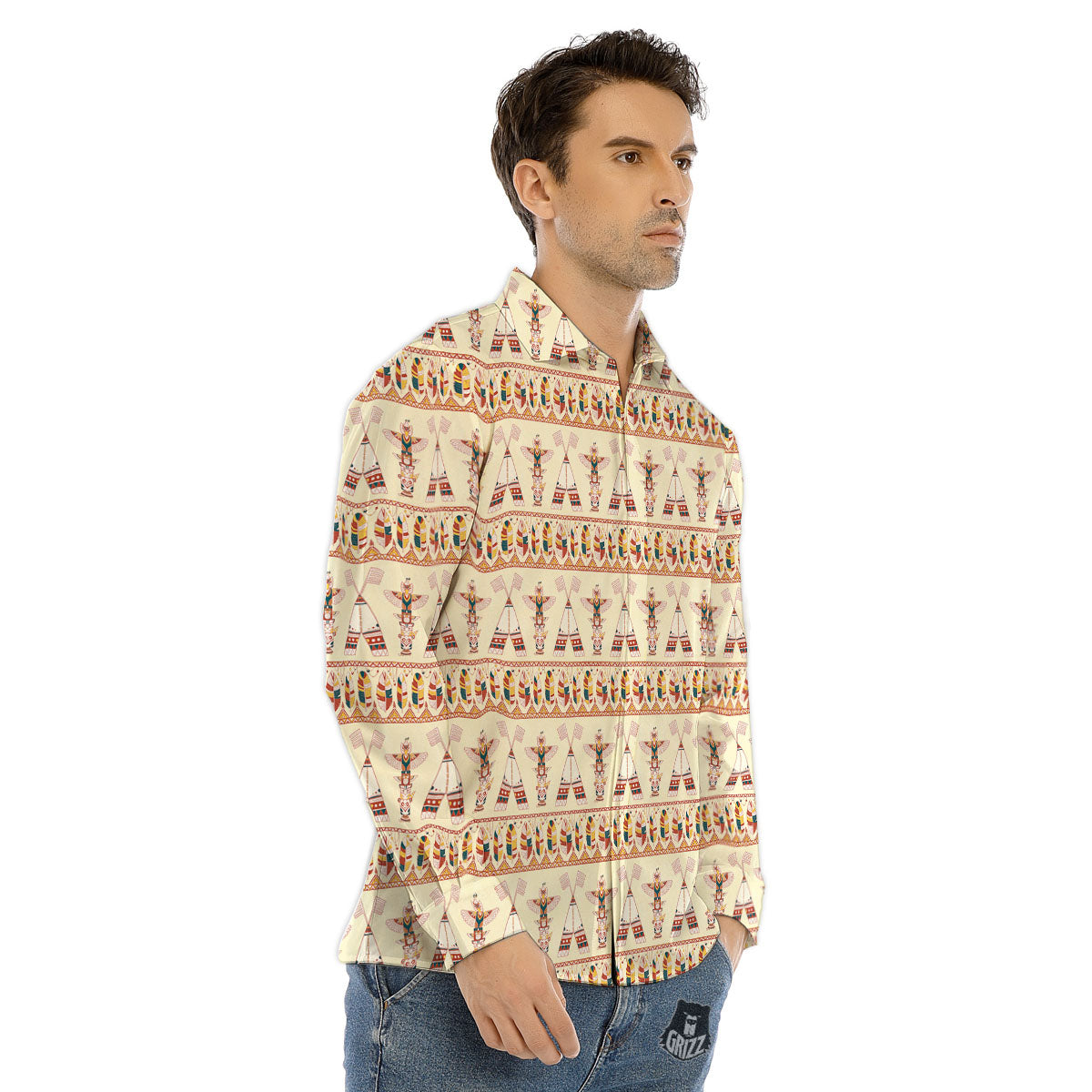 Eagle Totem Native American Print Men's Dress Shirts-grizzshop