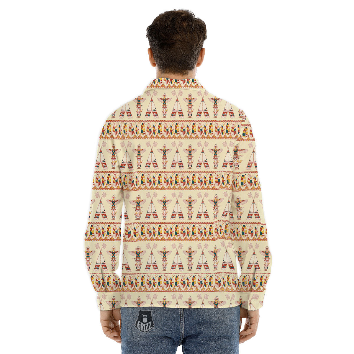Eagle Totem Native American Print Men's Dress Shirts-grizzshop