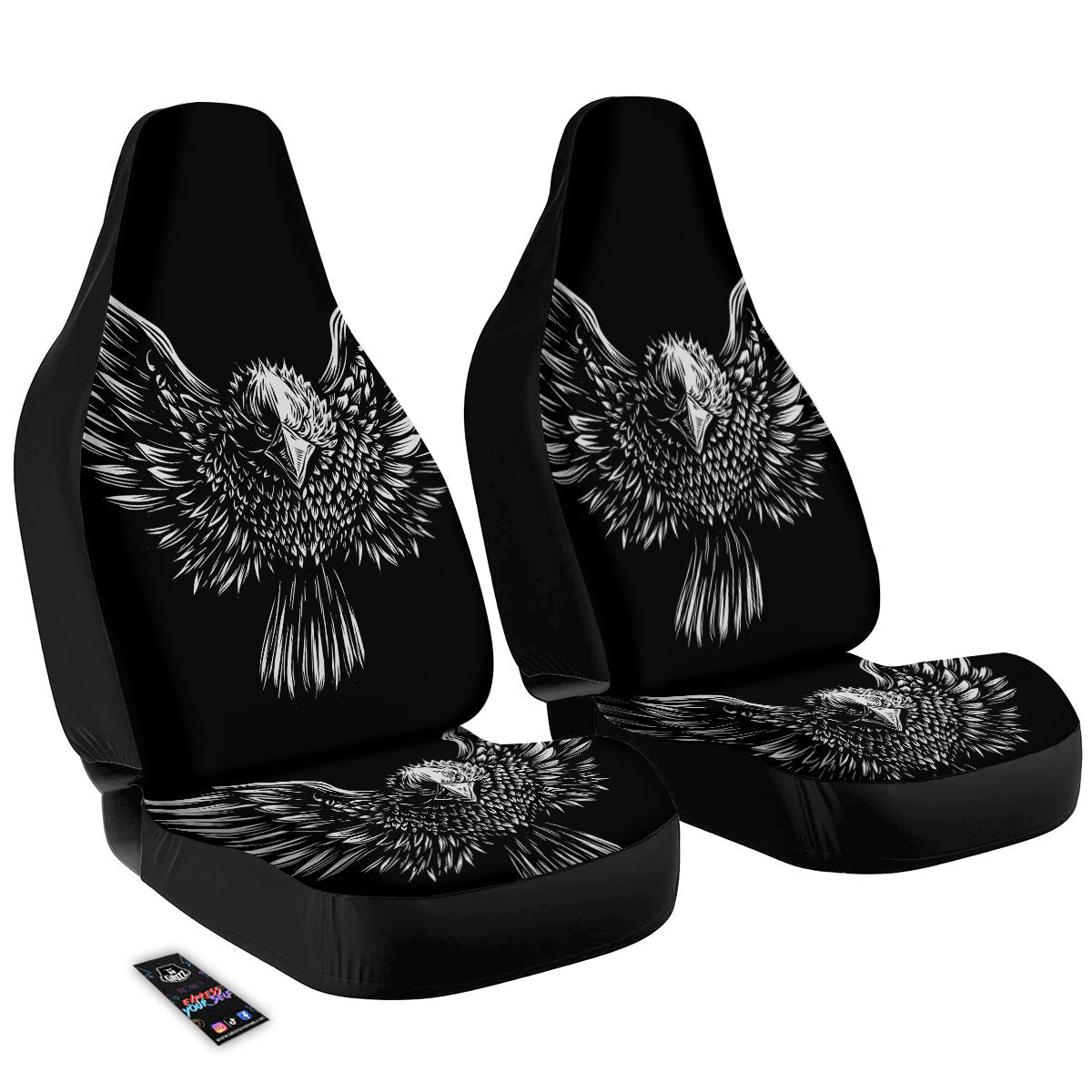 Eagle White And Black Print Car Seat Covers-grizzshop