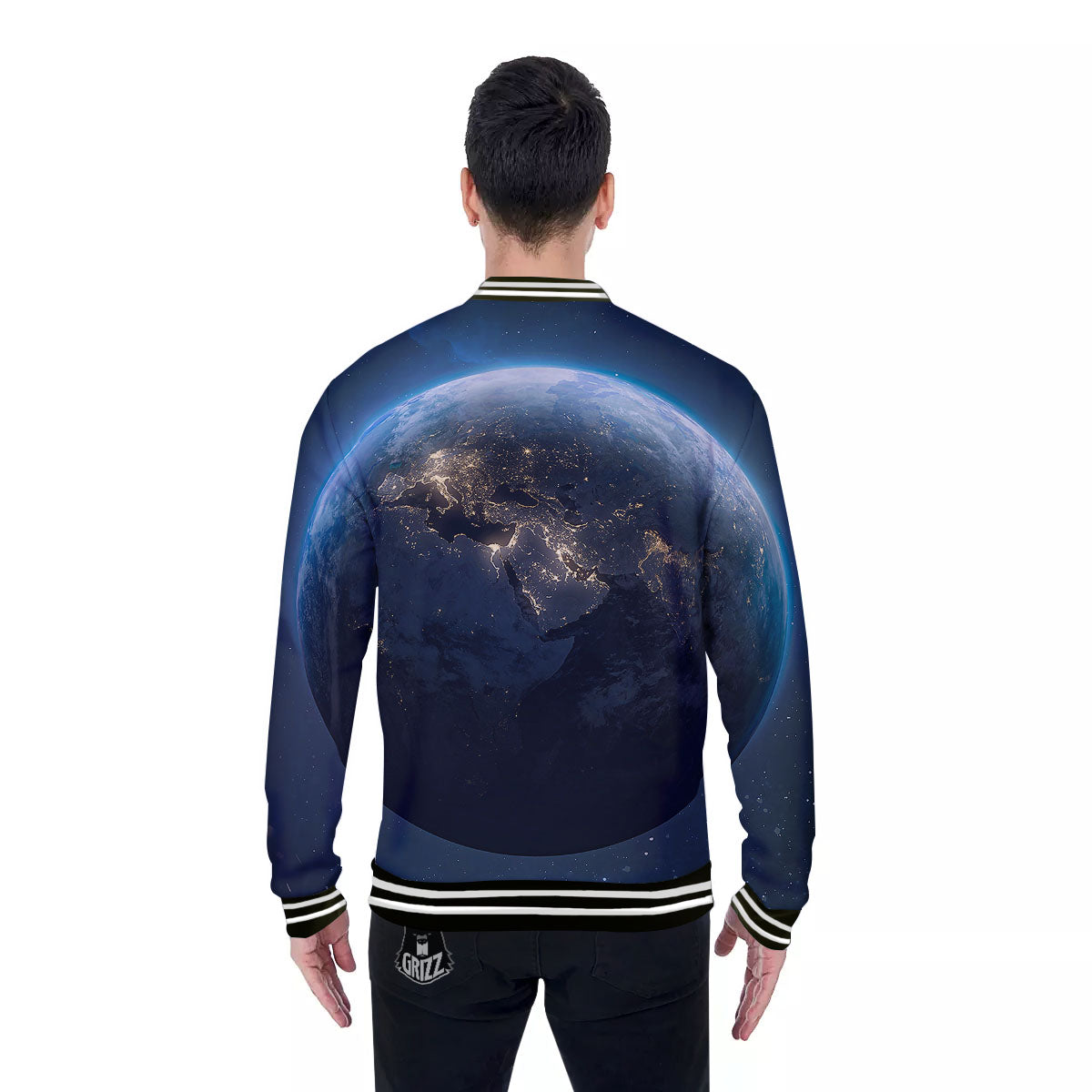 Earth And Space Print Baseball Jacket-grizzshop