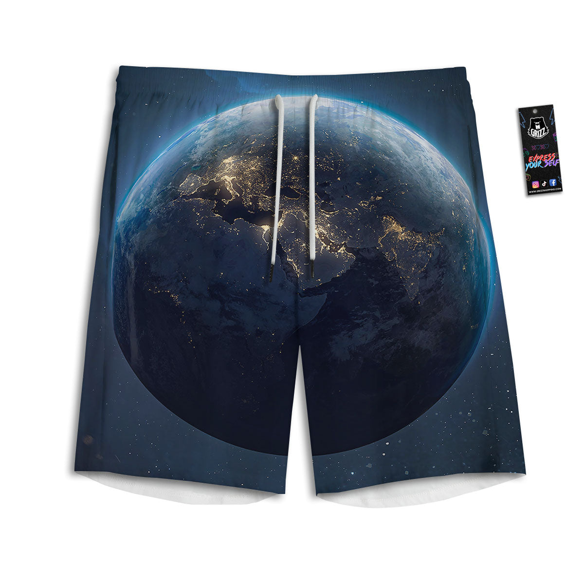 Earth And Space Print Men's Athletic Shorts