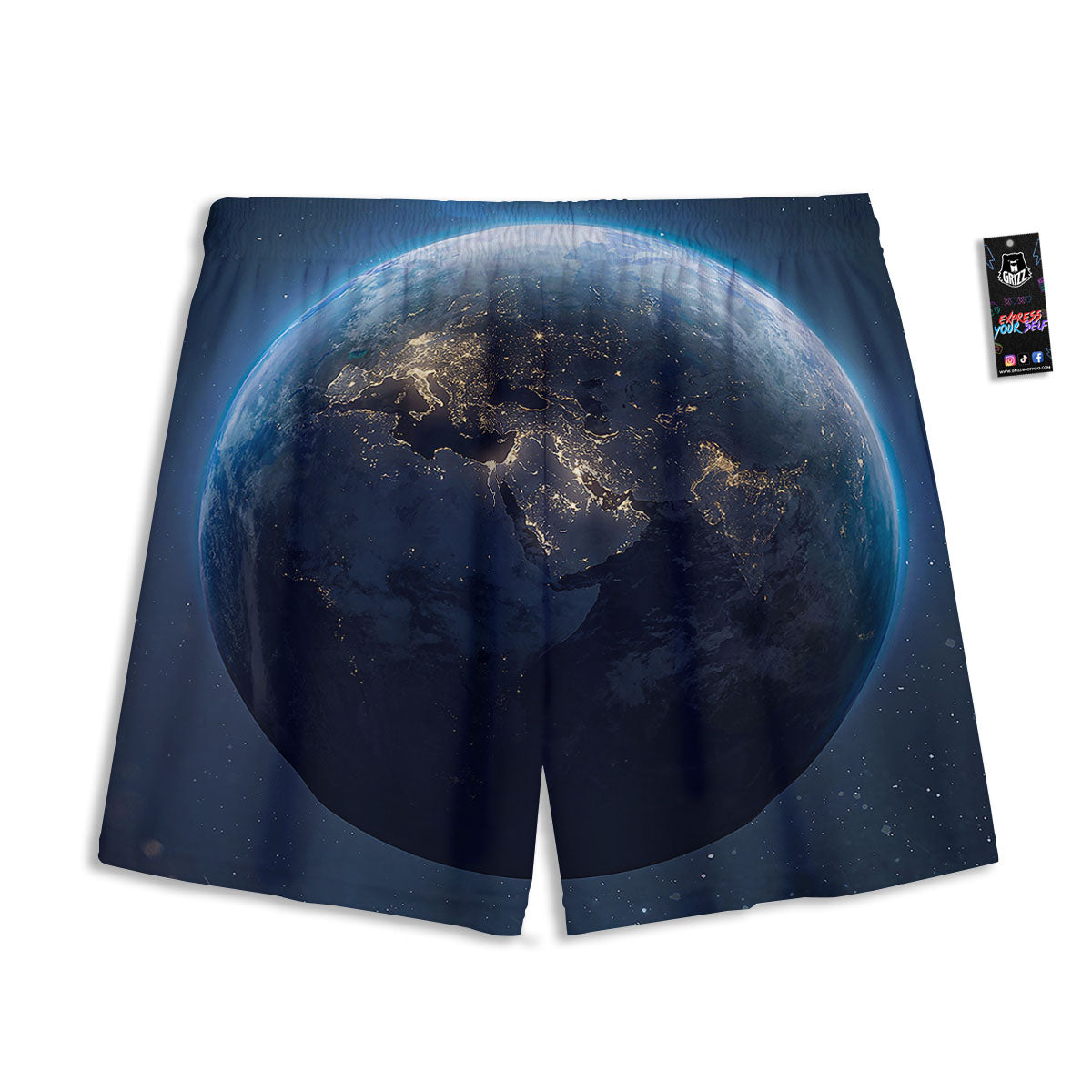 Earth And Space Print Mesh Shorts