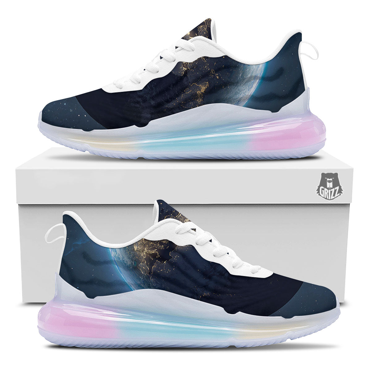 Earth And Space Print Running Sneakers-grizzshop