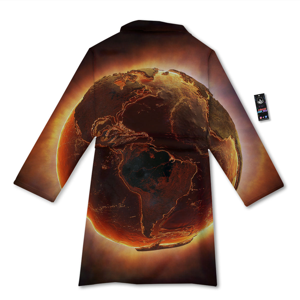 Earth Burning Print Bathrobe-grizzshop