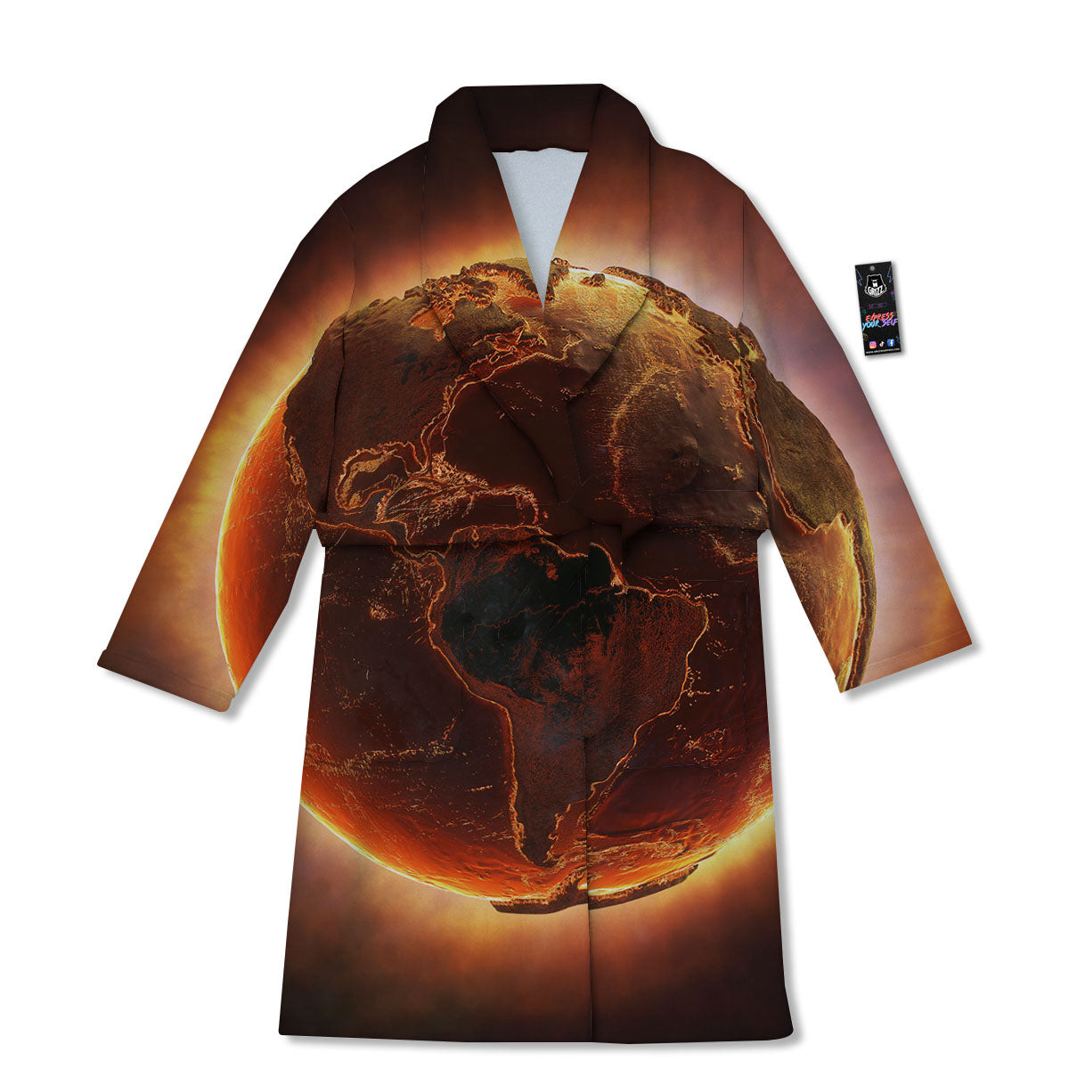 Earth Burning Print Bathrobe-grizzshop