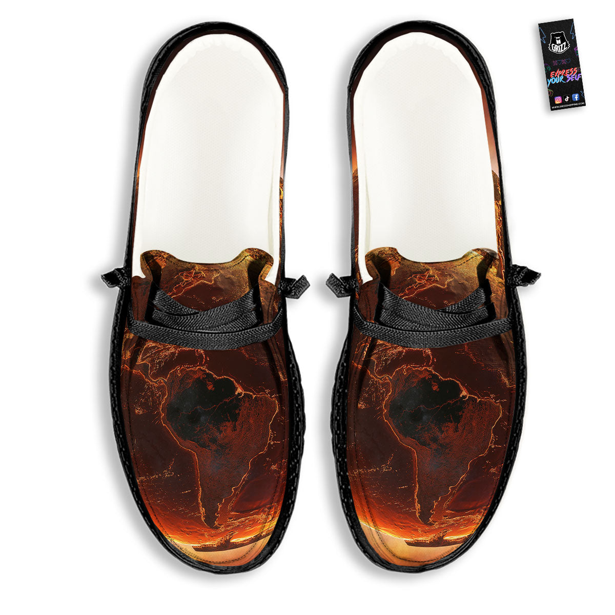 Earth Burning Print Black Loafers-grizzshop