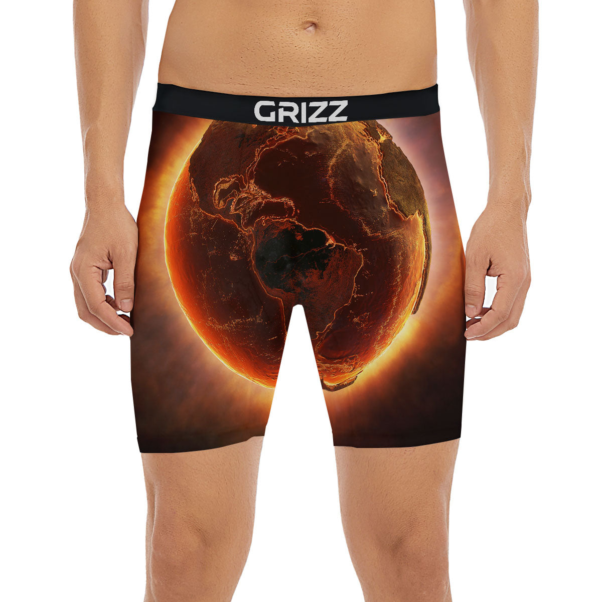 Earth Burning Print Boxer Briefs-grizzshop