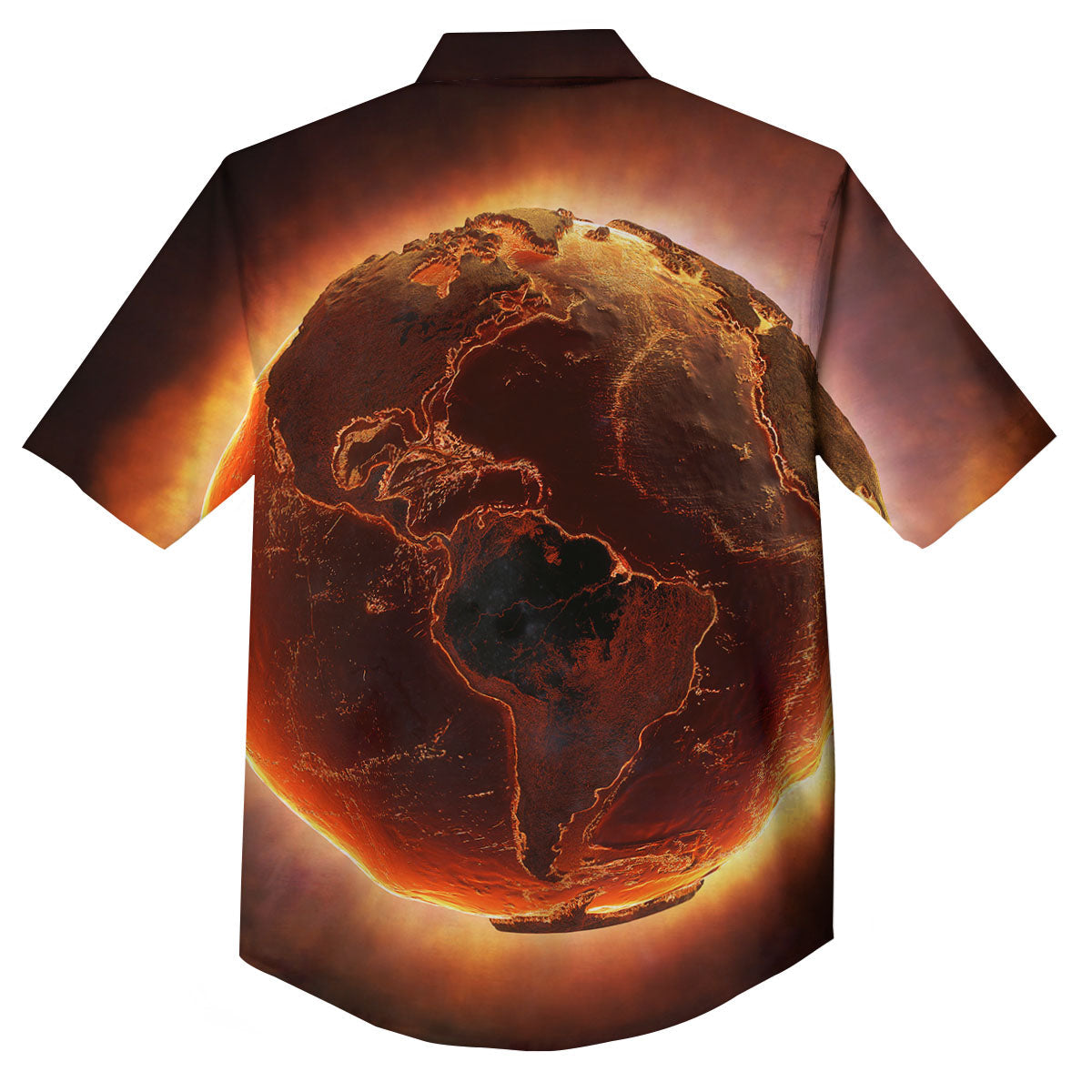 Earth Burning Print Button Up Shirt-grizzshop