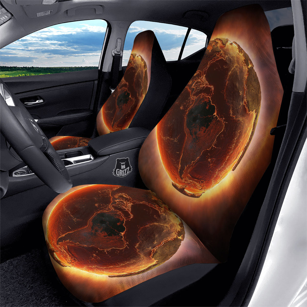 Earth Burning Print Car Seat Covers-grizzshop