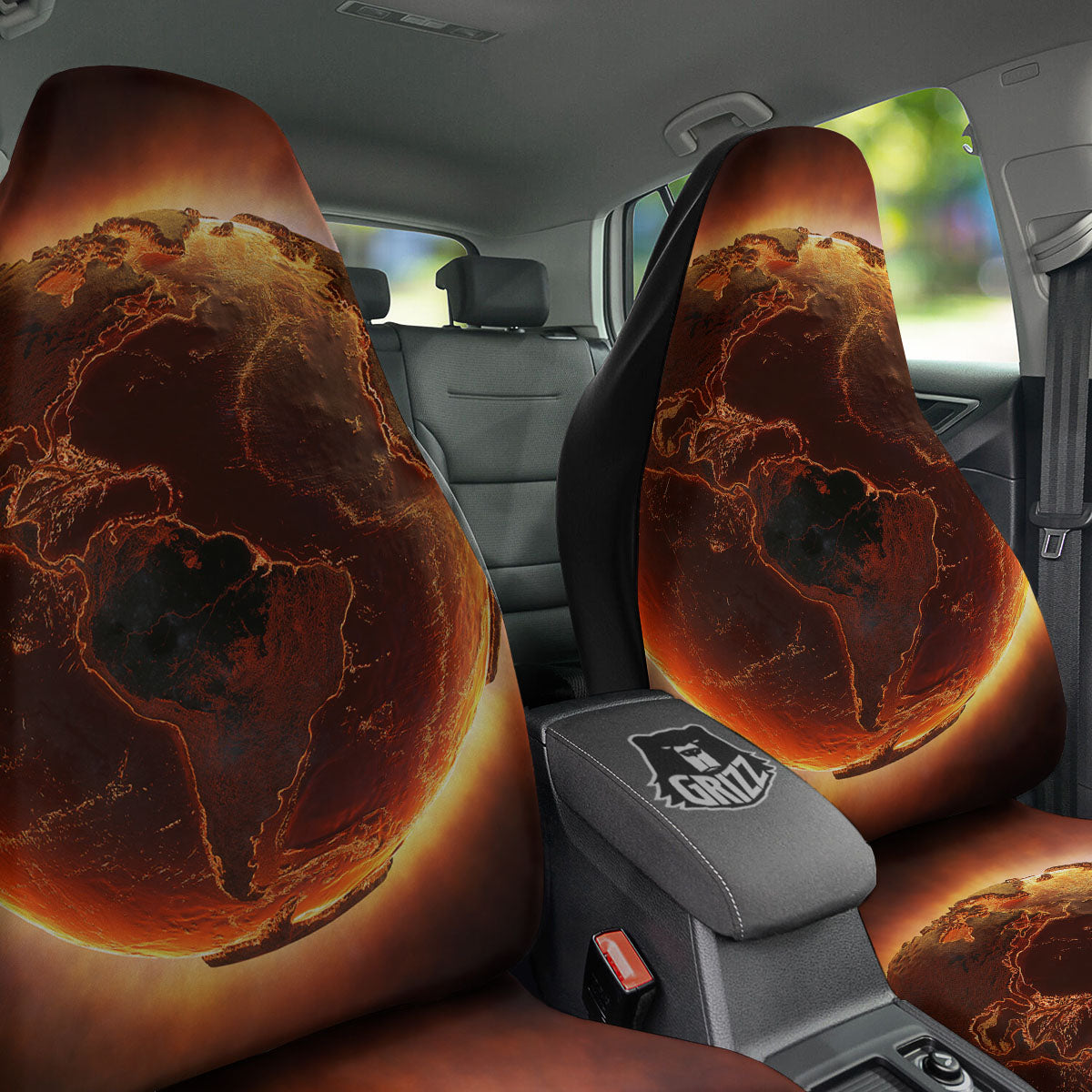 Earth Burning Print Car Seat Covers-grizzshop