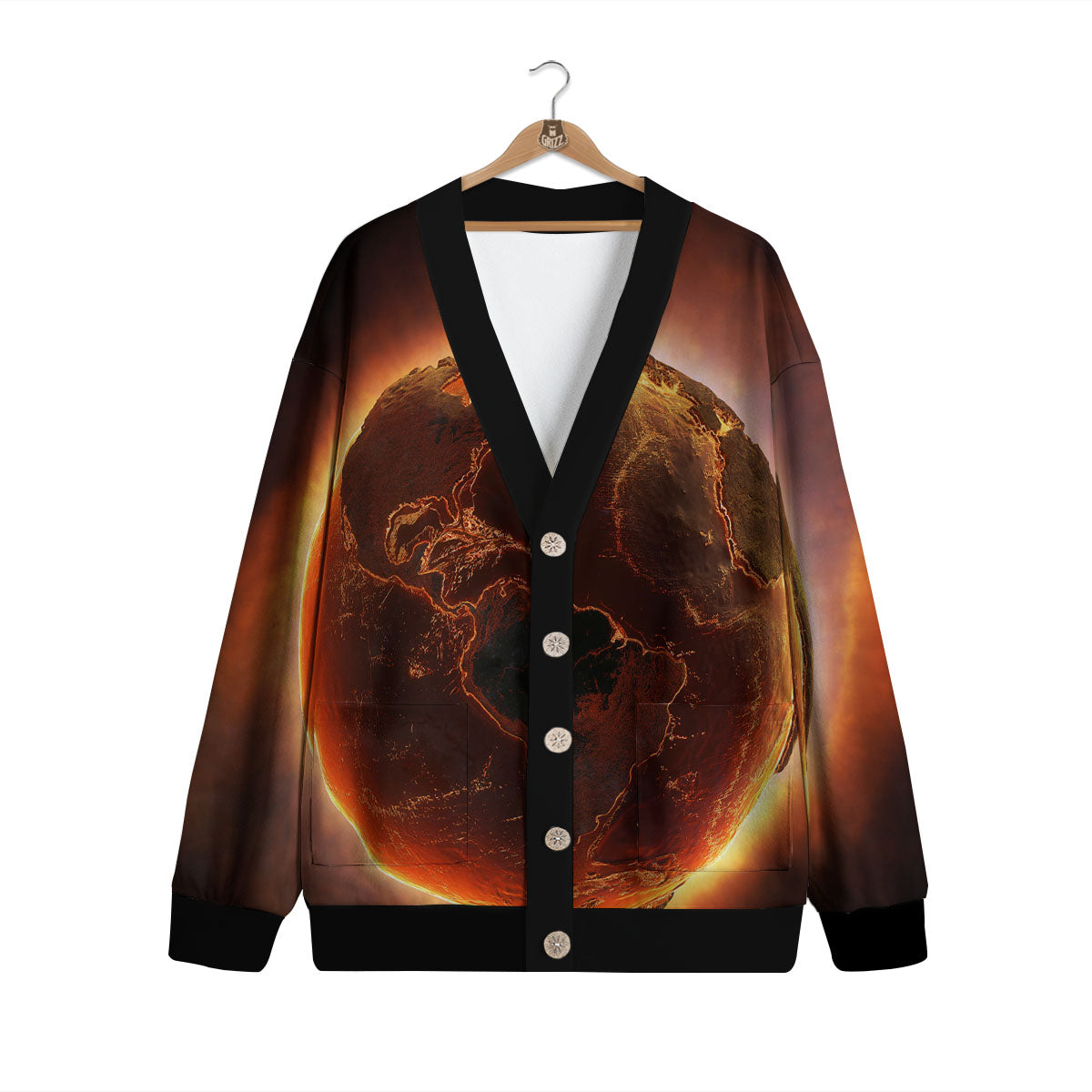Earth Burning Print Cardigan-grizzshop