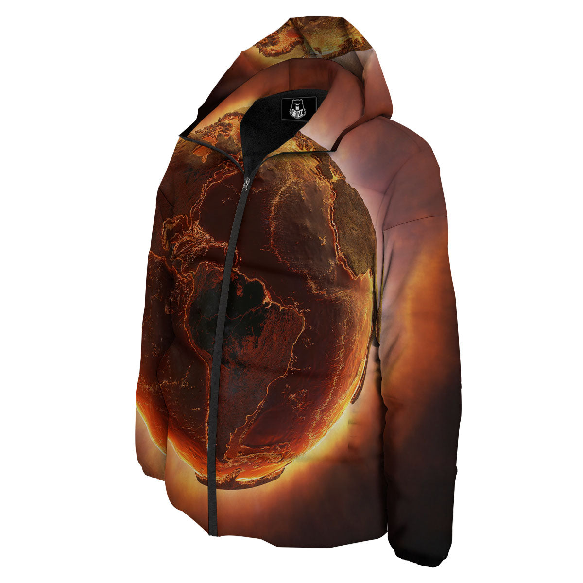 Earth Burning Print Down Jacket-grizzshop