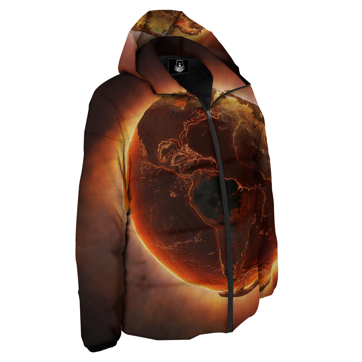 Earth Burning Print Down Jacket-grizzshop