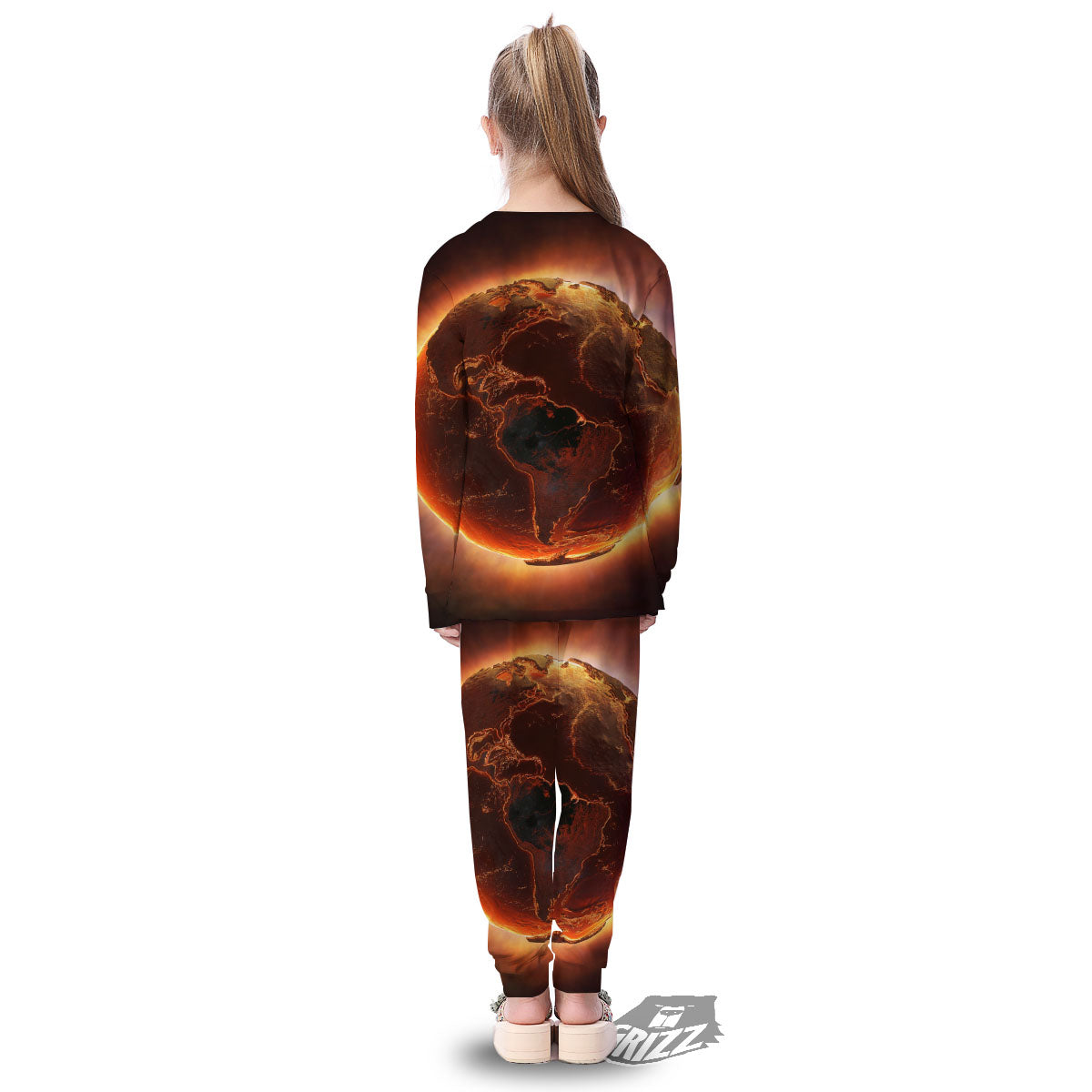 Earth Burning Print Kid's Pajamas-grizzshop