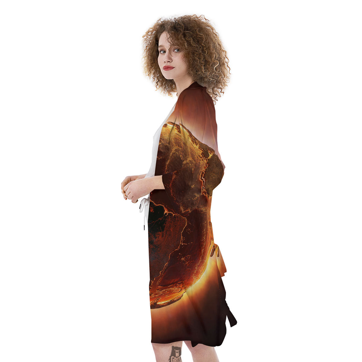 Earth Burning Print Kimono-grizzshop