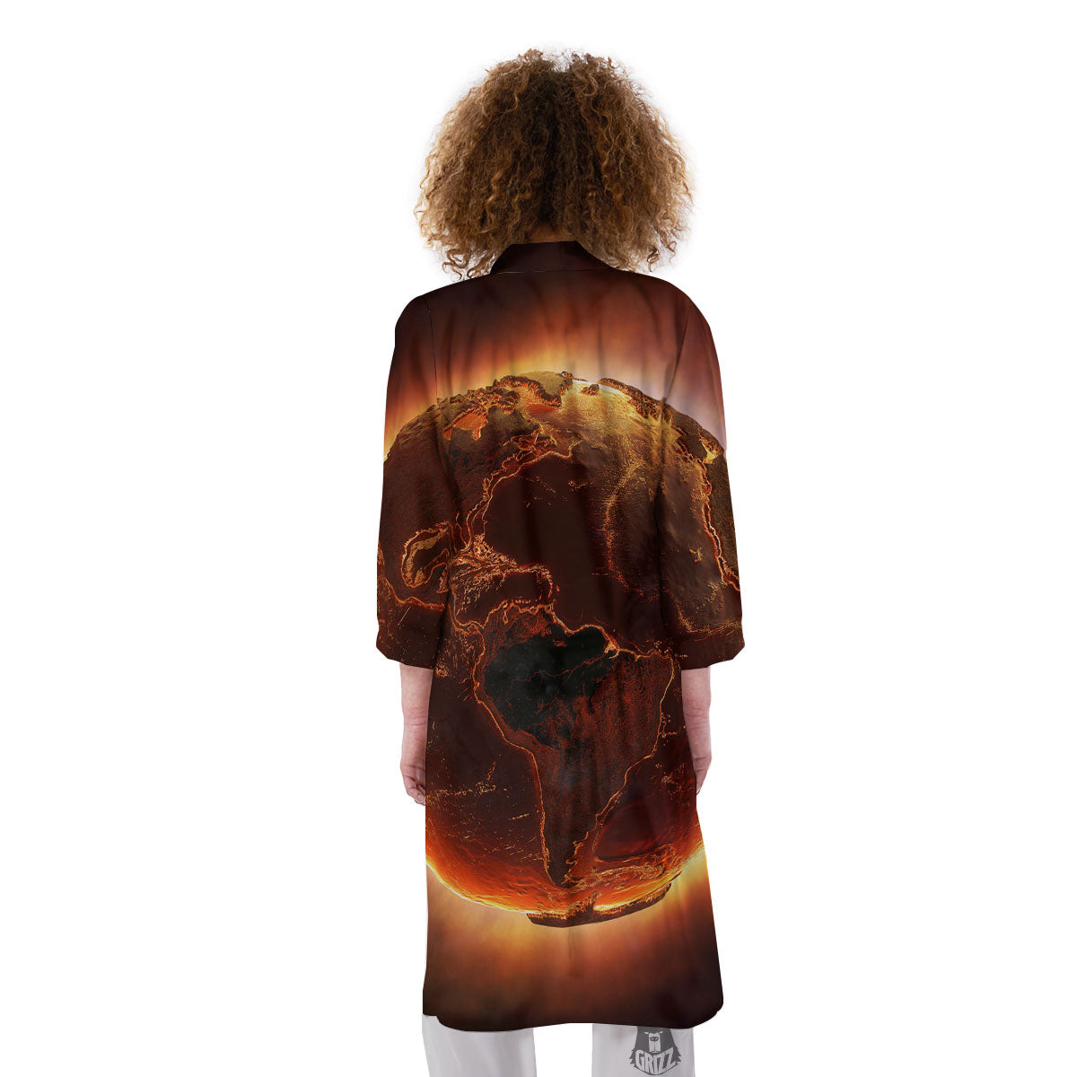 Earth Burning Print Kimono-grizzshop