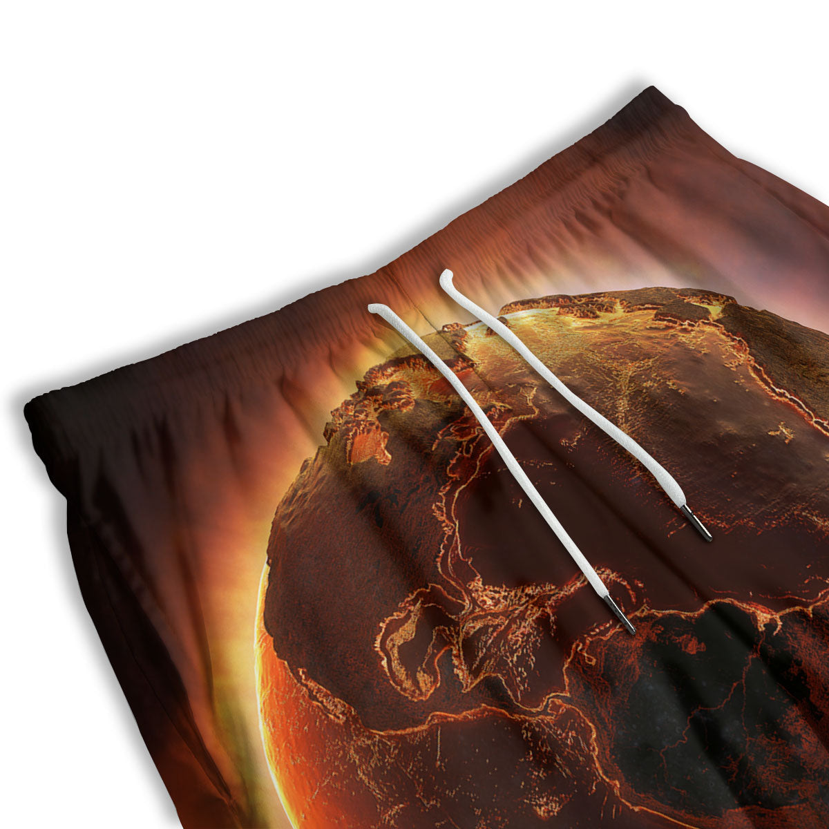 Earth Burning Print Men's Athletic Shorts