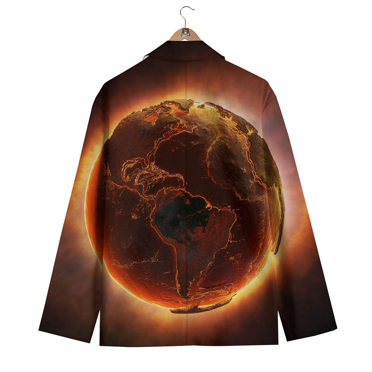 Earth Burning Print Men's Blazer-grizzshop