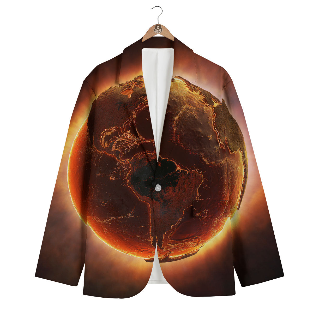 Earth Burning Print Men's Blazer-grizzshop