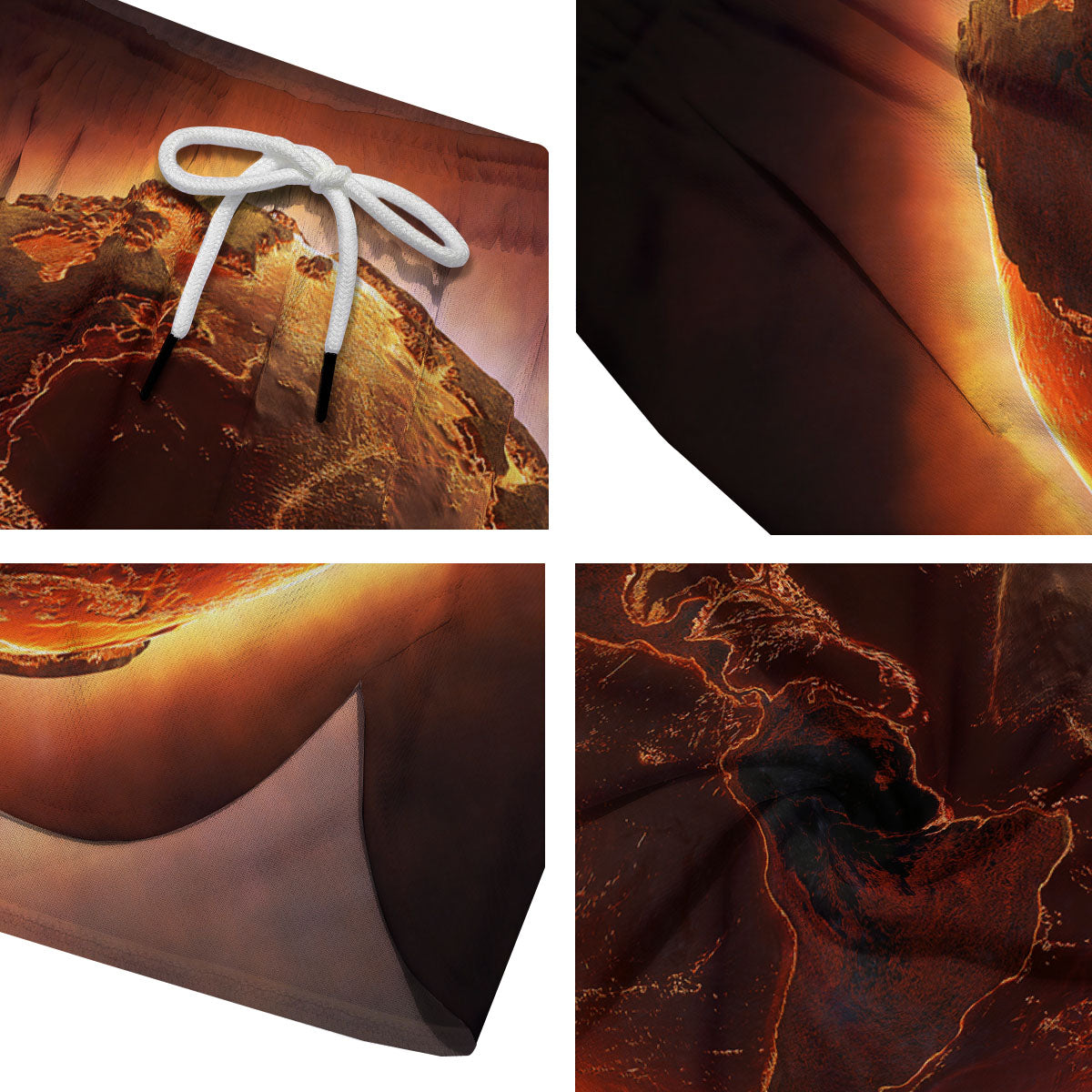 Earth Burning Print Men's Running Shorts-grizzshop