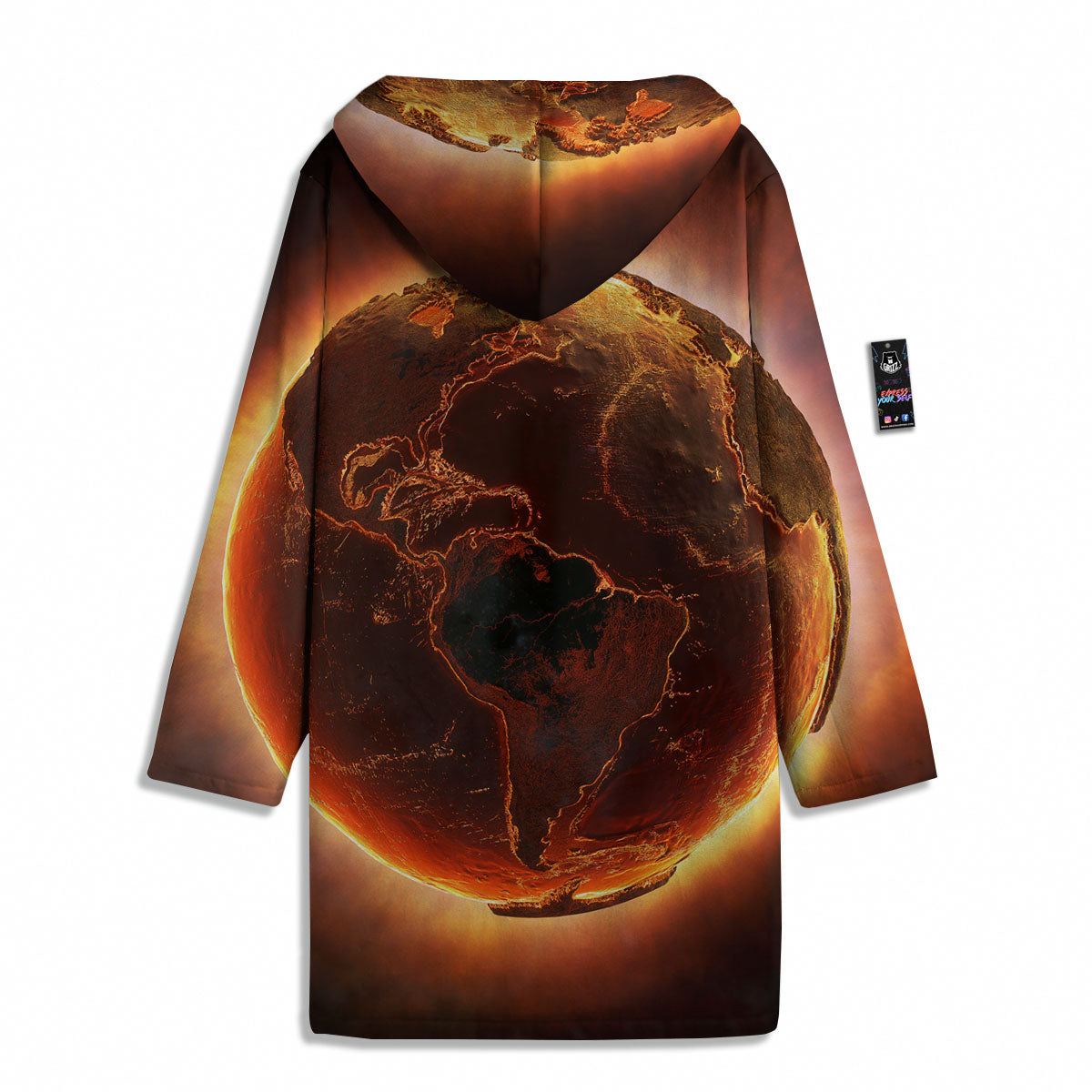 Earth Burning Print Men's Windbreaker Jacket-grizzshop