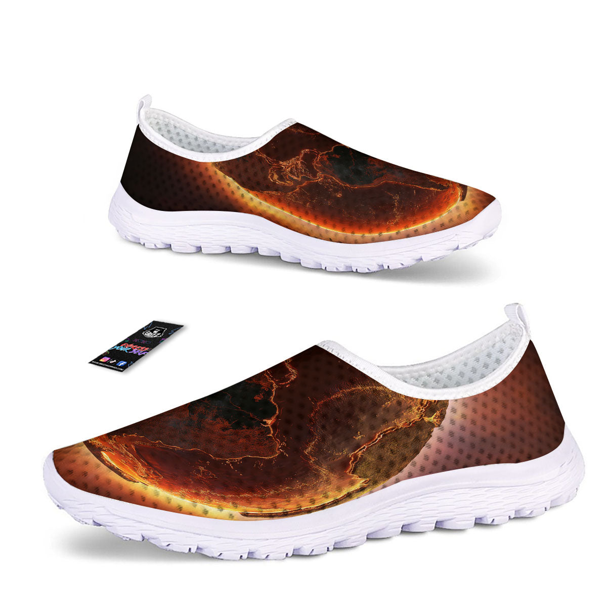 Earth Burning Print Nurse Shoes-grizzshop