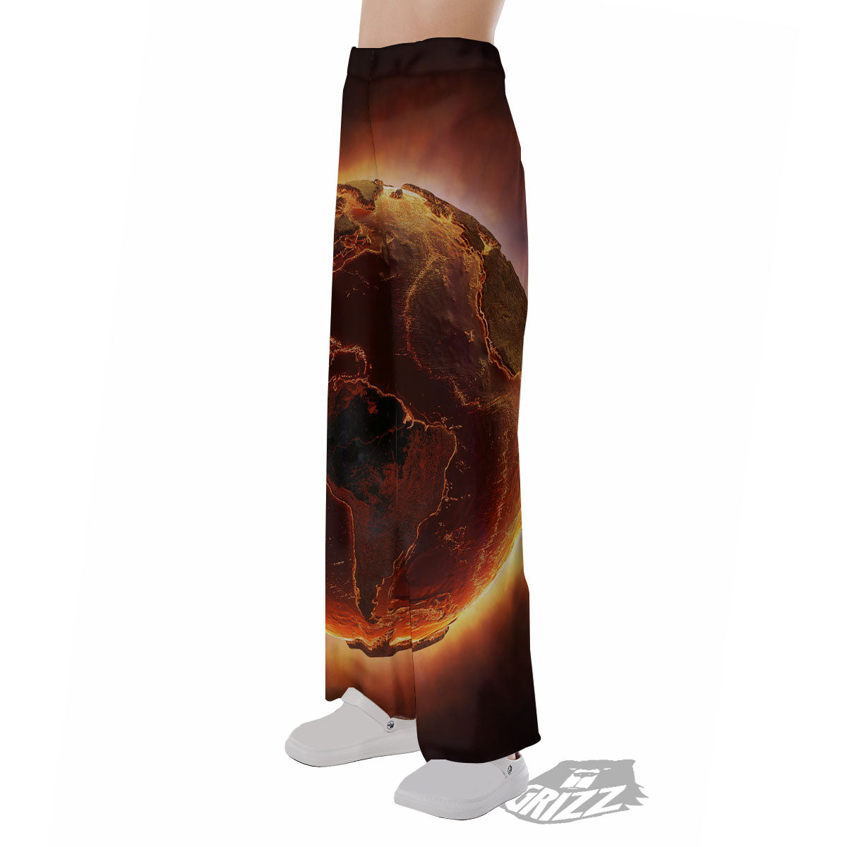 Earth Burning Print Pajama Pants-grizzshop