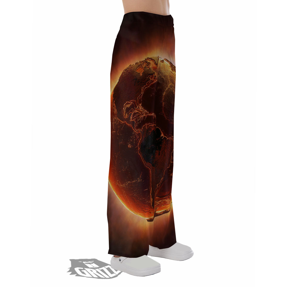 Earth Burning Print Pajama Pants-grizzshop