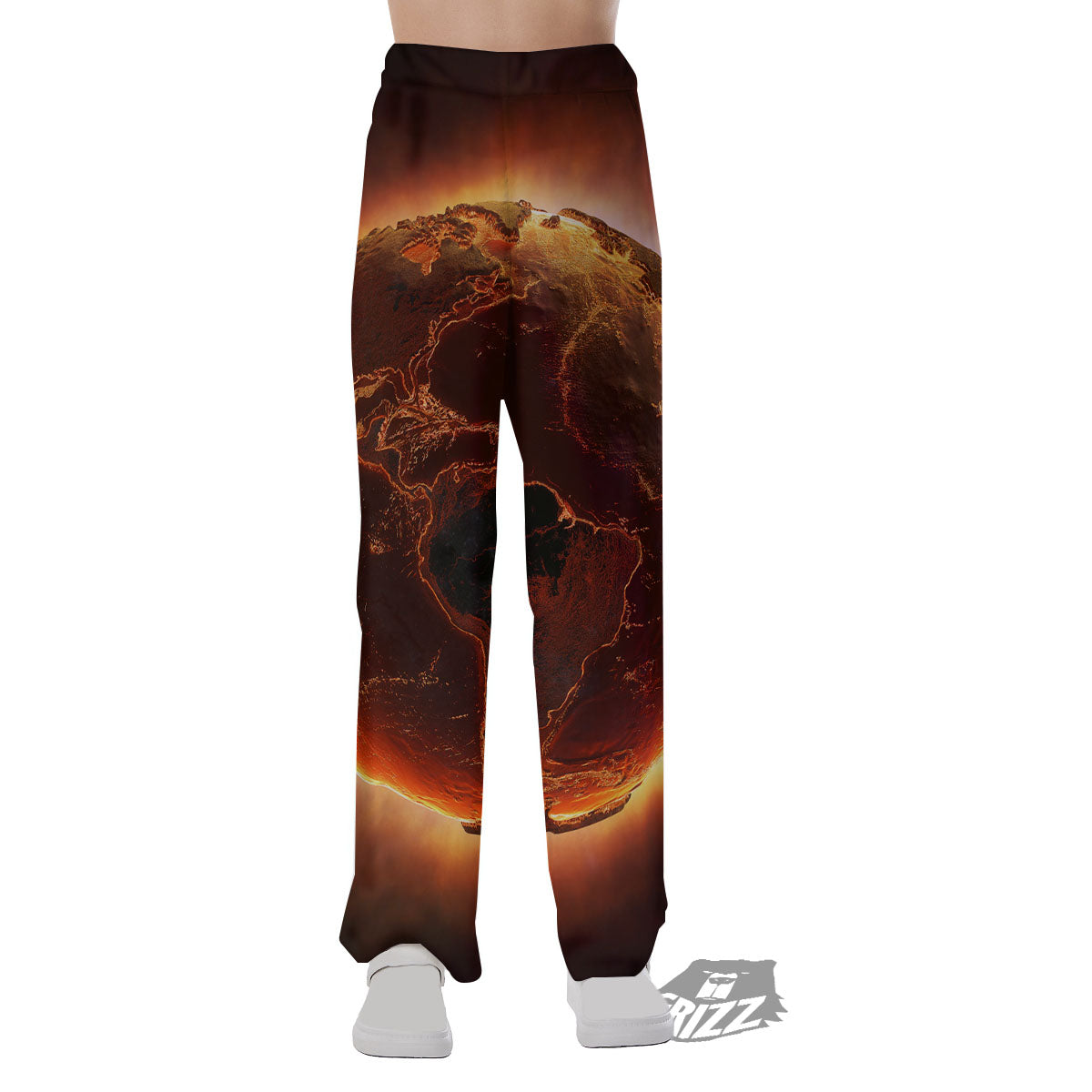 Earth Burning Print Pajama Pants-grizzshop