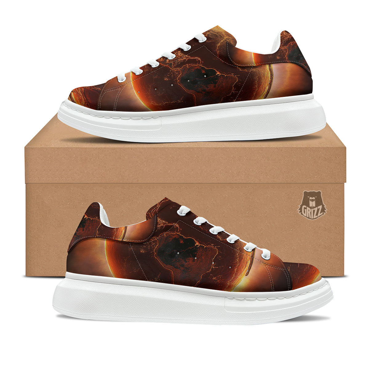 Earth Burning Print Platform Shoes-grizzshop