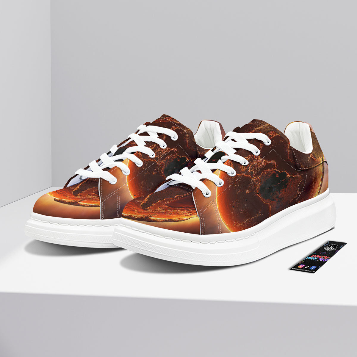 Earth Burning Print Platform Shoes-grizzshop