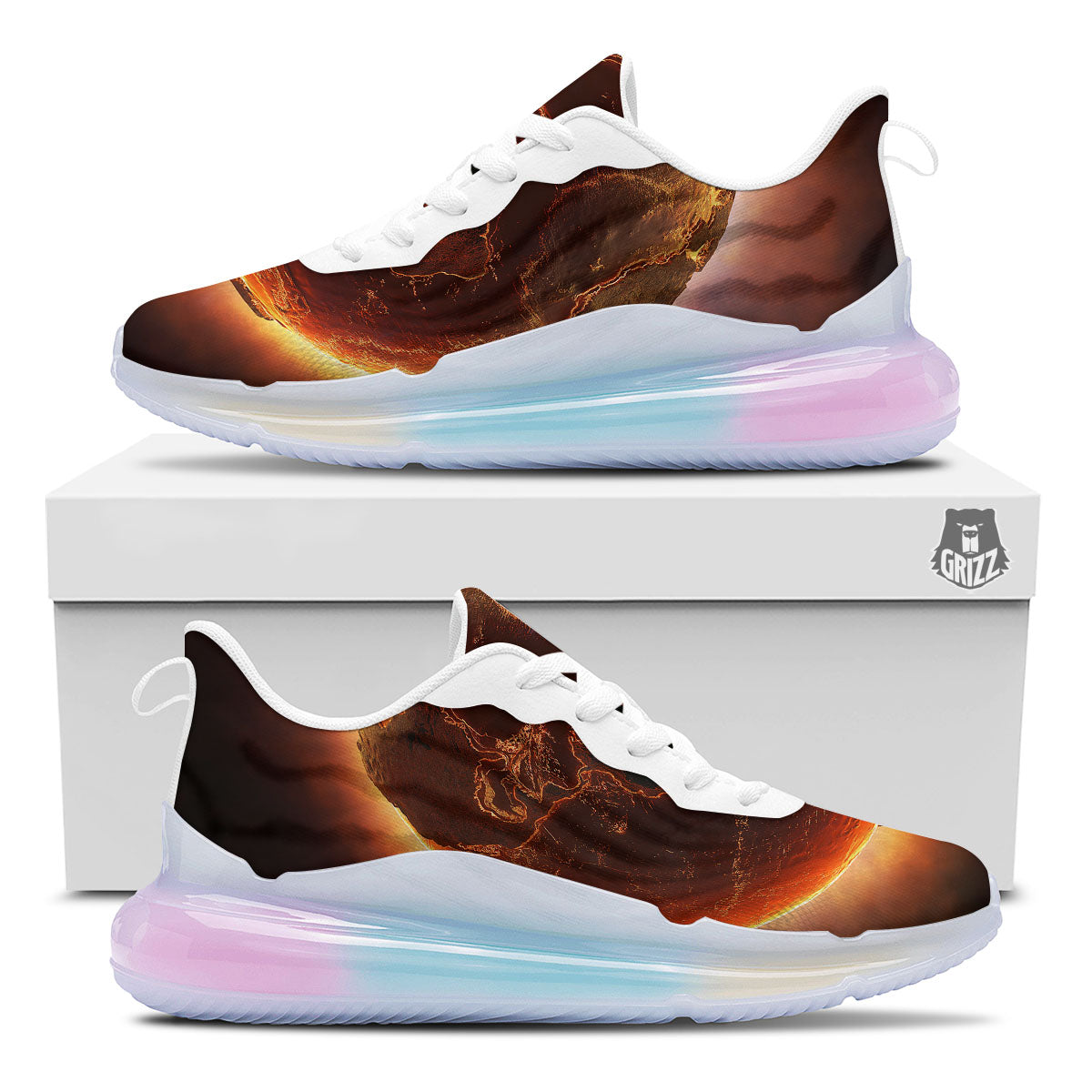 Earth Burning Print Running Sneakers-grizzshop