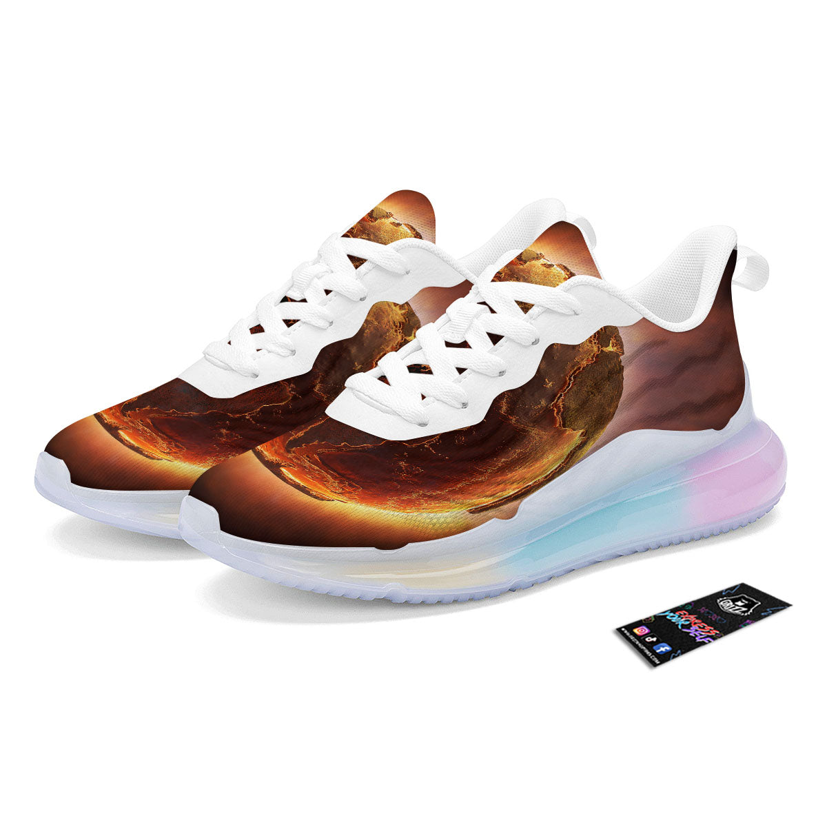 Earth Burning Print Running Sneakers-grizzshop