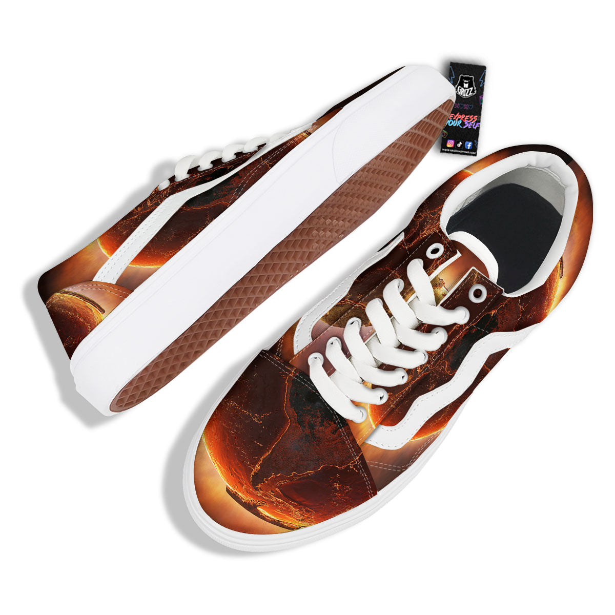 Earth Burning Print Skate Shoes-grizzshop