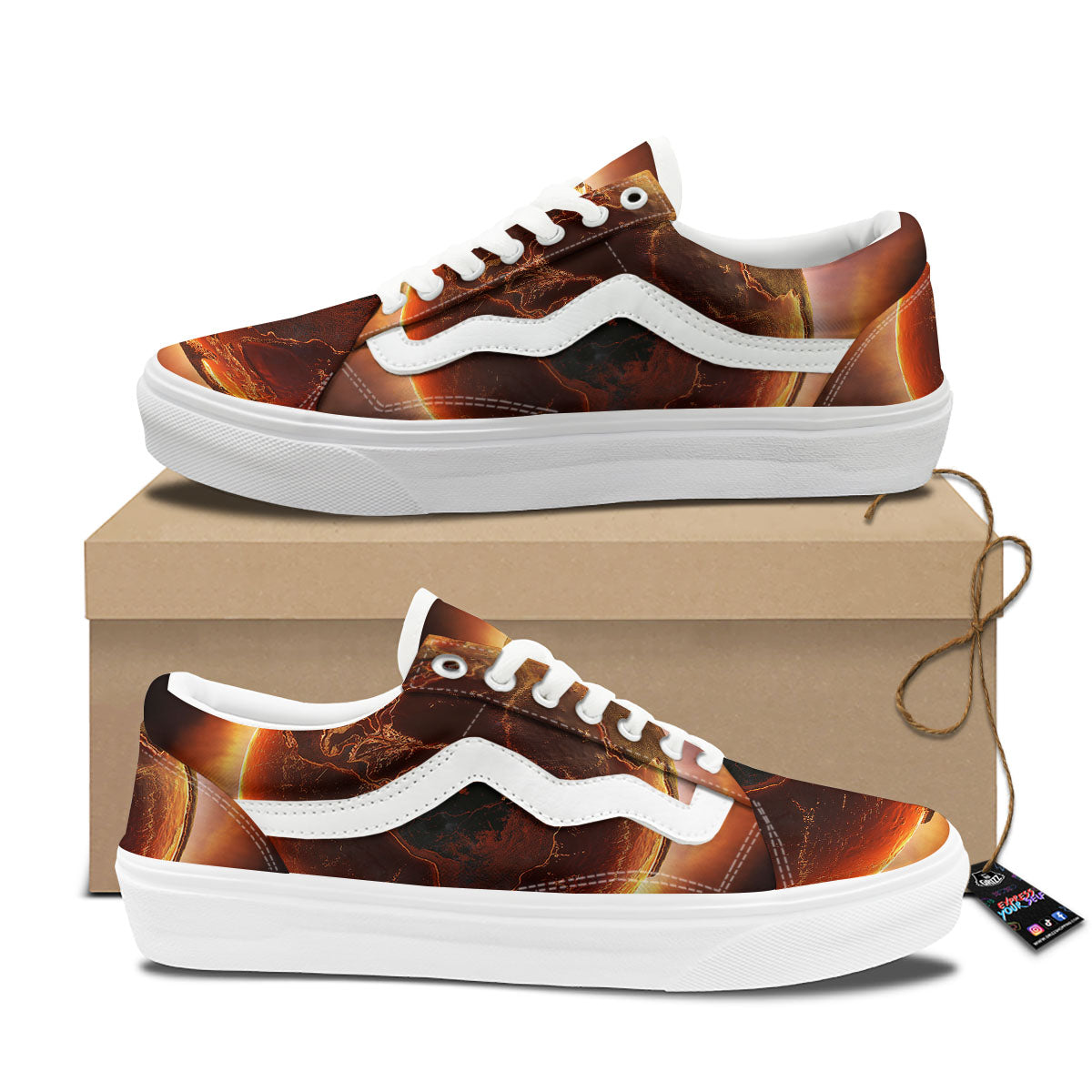 Earth Burning Print Skate Shoes-grizzshop