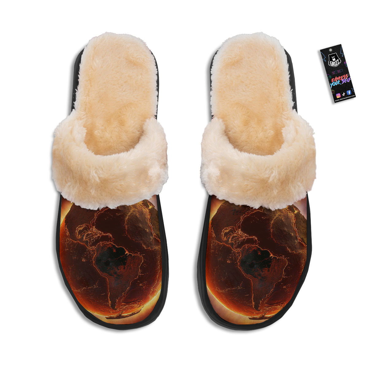 Earth Burning Print Slippers-grizzshop
