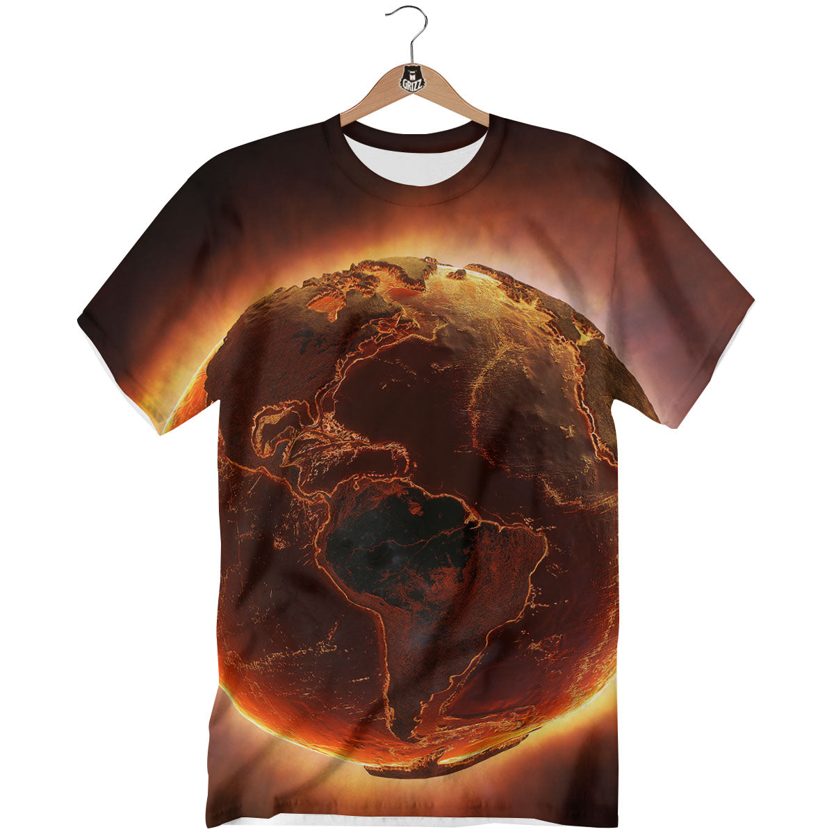 Earth Burning Print T-Shirt-grizzshop