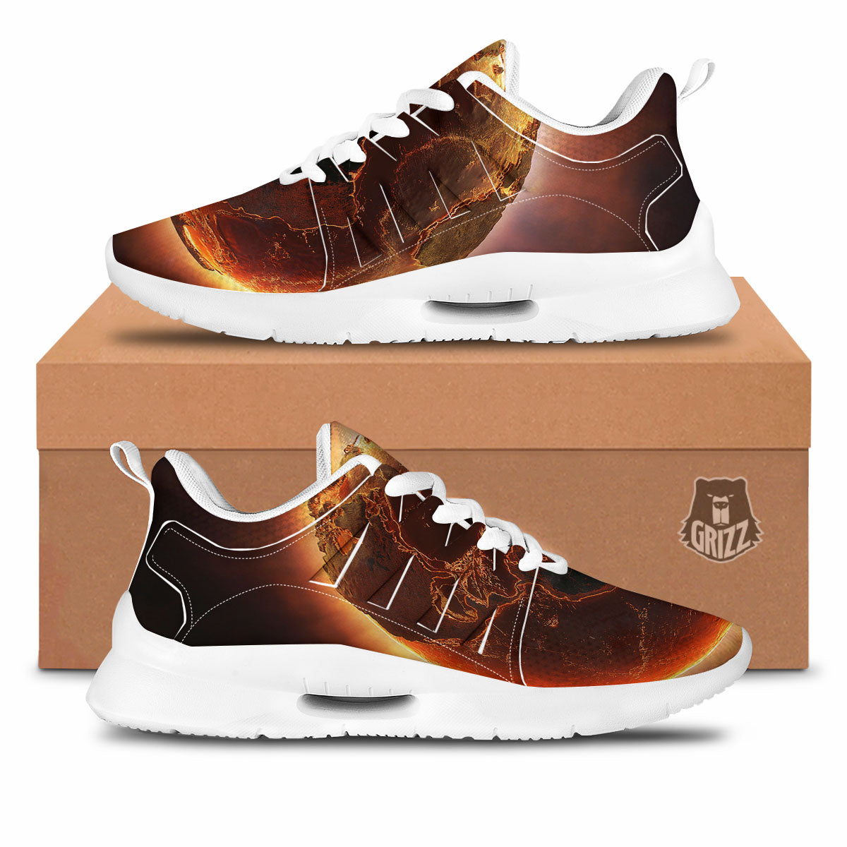 Earth Burning Print Tennis Shoes-grizzshop