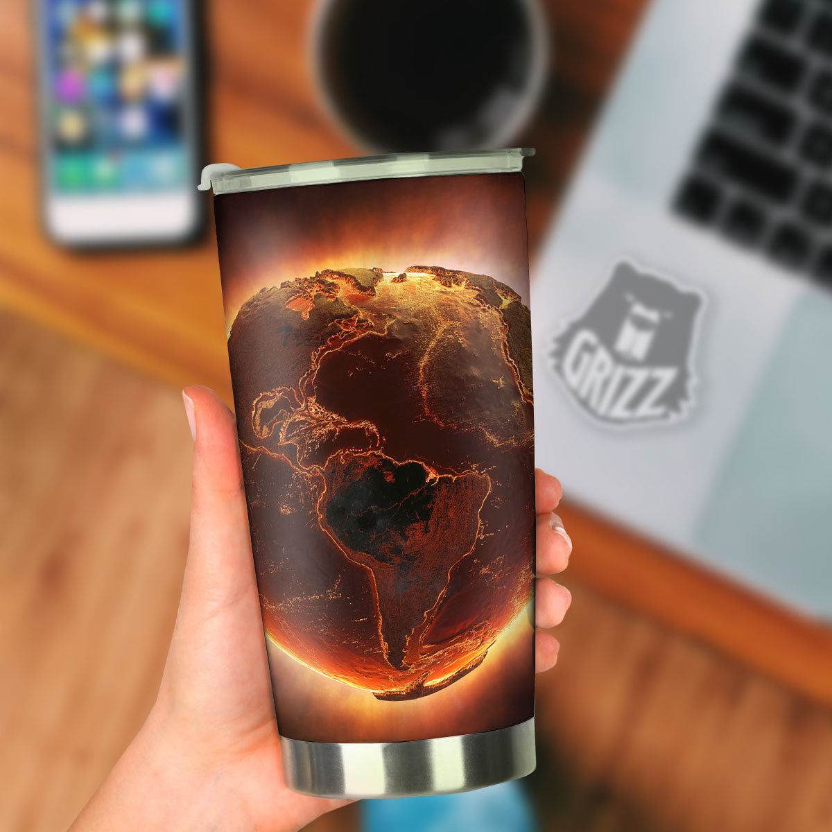 Earth Burning Print Tumbler-grizzshop