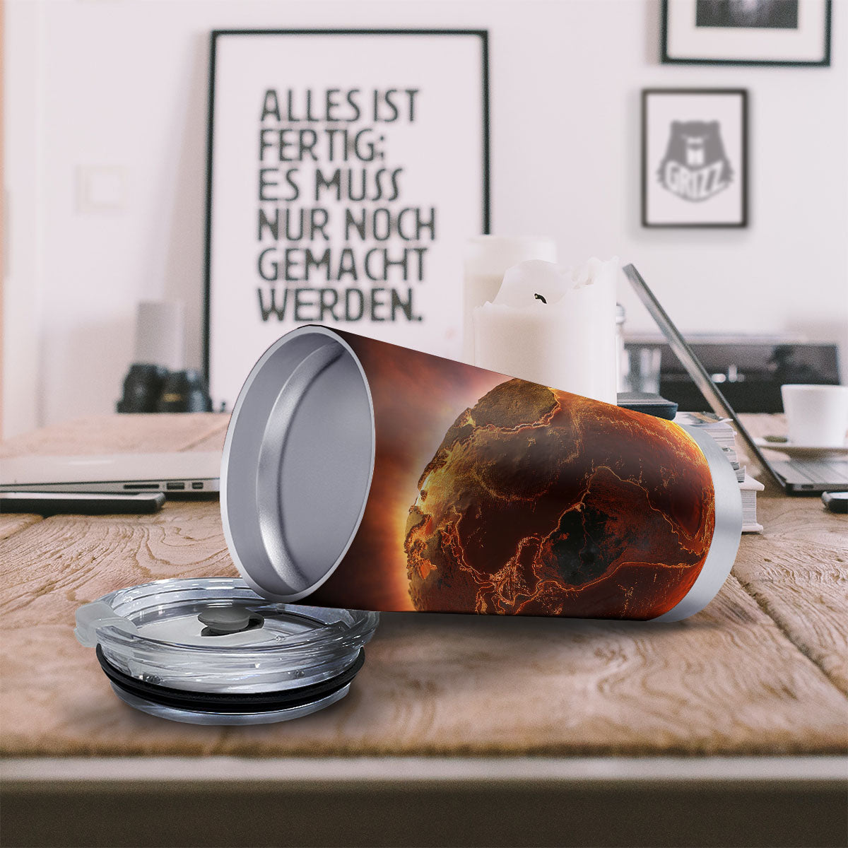 Earth Burning Print Tumbler-grizzshop