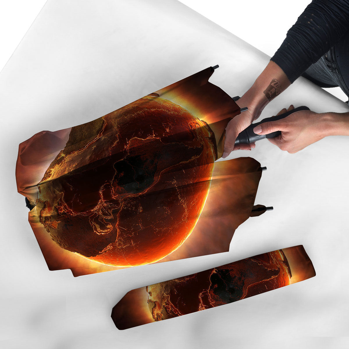 Earth Burning Print Umbrella-grizzshop